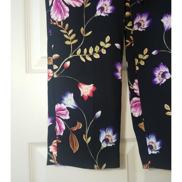 EXPRESS Black Floral Print High Waisted Tapered Leg Ankle Length Pants Size 12s - Picture 5 of 7
